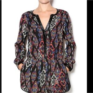 Mustard Seed NWT Baddie Boujee Boho faux leather trim Long Sleeve romper medium